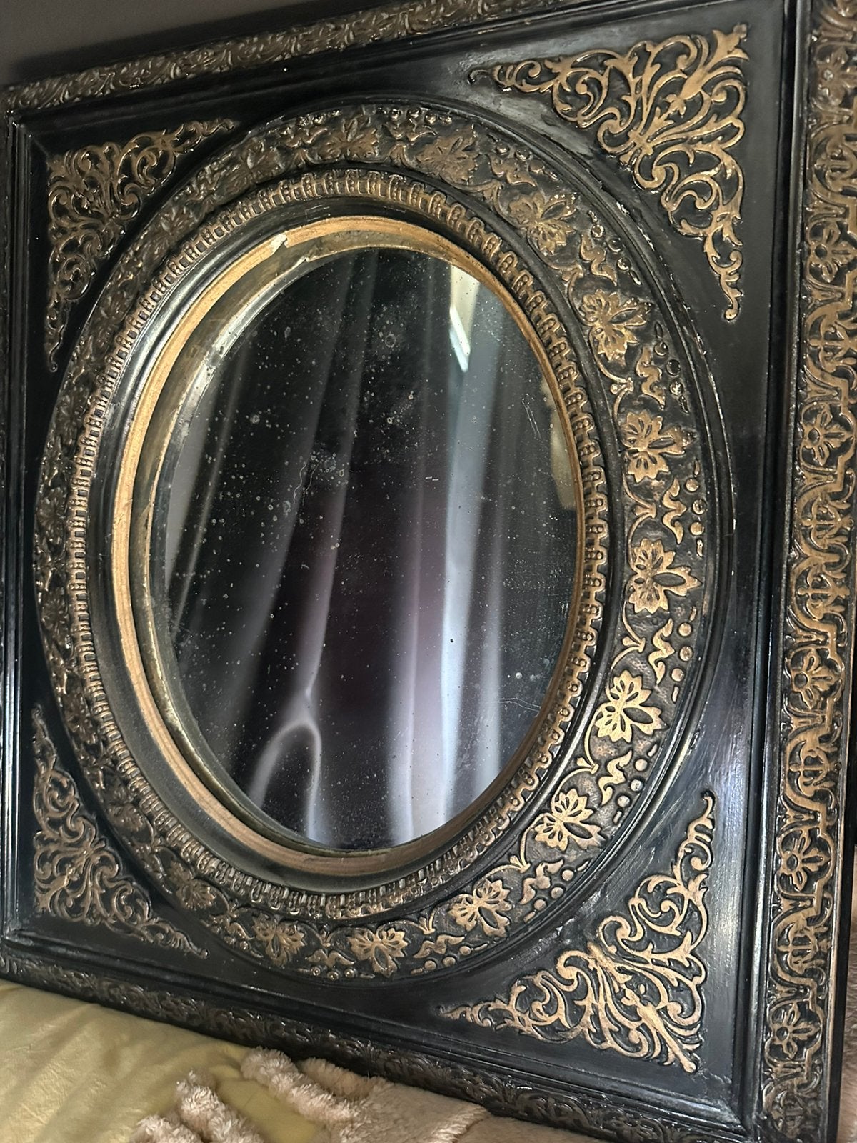 Antieke spiegel Napoleon III 1850-1860 getaxeerd, Ophalen, Rechthoekig, Minder dan 50 cm, Minder dan 100 cm