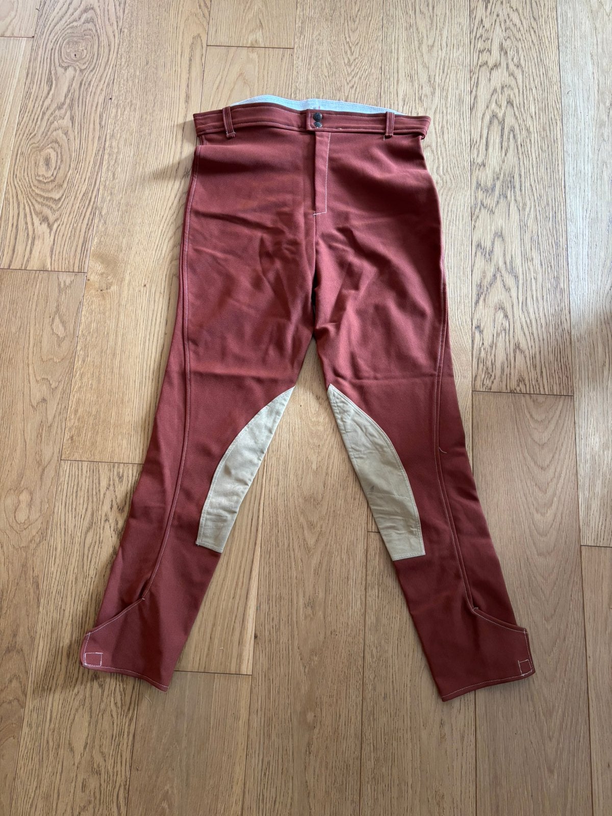 Culotte équitation rouille genouillères daim taille 32, Enlèvement ou Envoi, Comme neuf, Beige, S