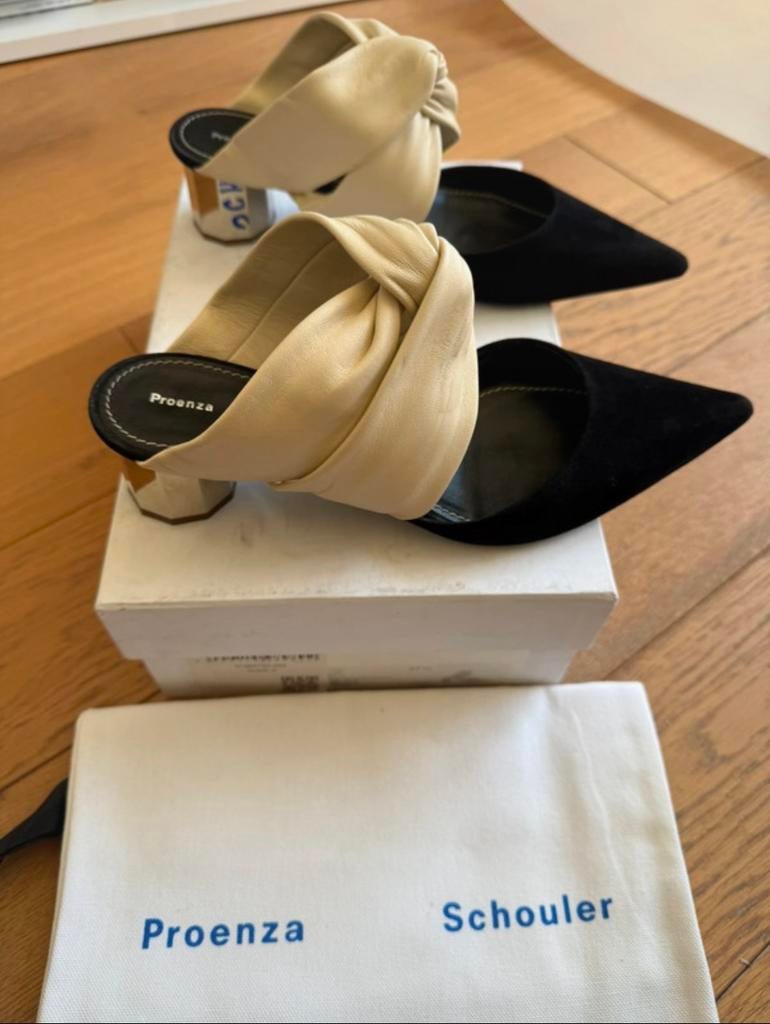 Proenza Schouler Leather Sandals Ankle bow Silver heels, Kleding | Dames, Zwart, Gedragen, Sandalen of Muiltjes, Ophalen of Verzenden