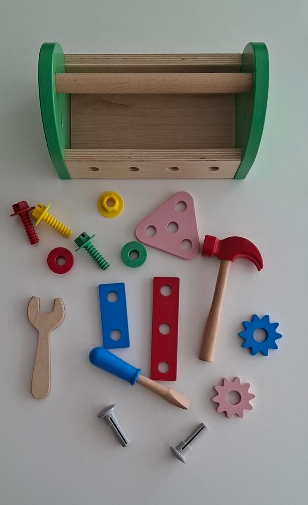 BLOMFLUGA houten gereedschapskoffer (IKEA), Kinderen en Baby's, Speelgoed | Houten speelgoed, Zo goed als nieuw, Overige typen