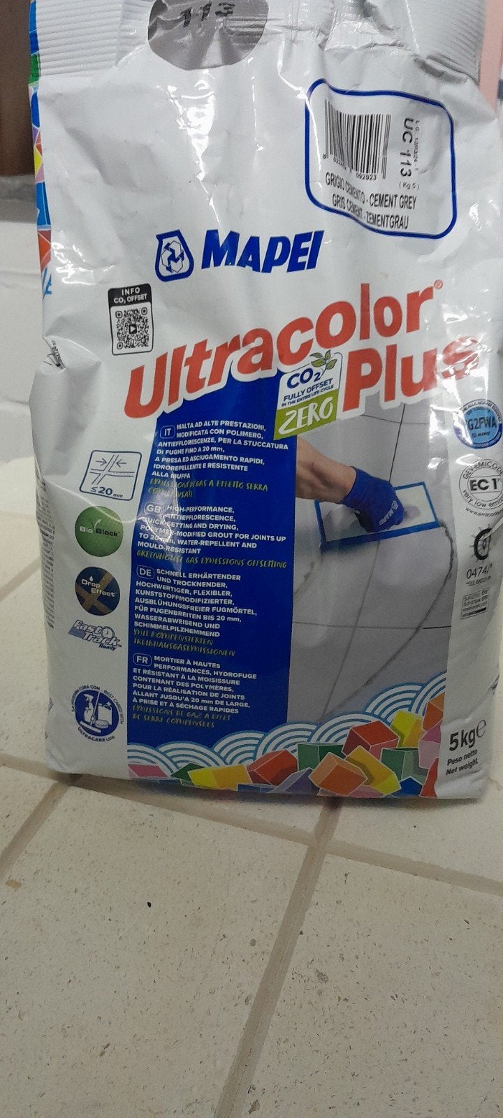 Mapei Ultracolor Plus voegmortel 5kg cement grijs nr 113, Ophalen, Zo goed als nieuw