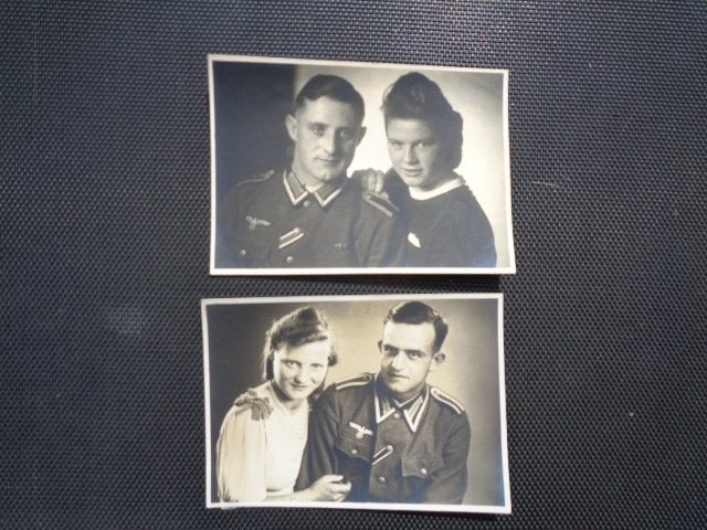 WO 2 foto's Wehrmacht , dragers lint ijzeren kruis, Verzamelen, Ophalen of Verzenden, Landmacht, Foto of Poster