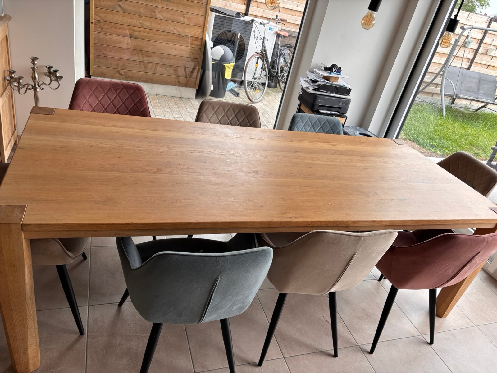 Houten tafel  8 personen, Huis en Inrichting, Tafels | Eettafels, Ophalen, Gebruikt, 100 tot 150 cm, 200 cm of meer