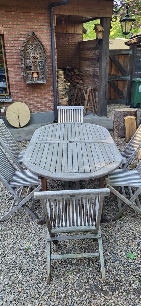 Teak tuinset tuintafel 200-260 6-10 personen, Tuin en Terras, Ophalen, Tuinset