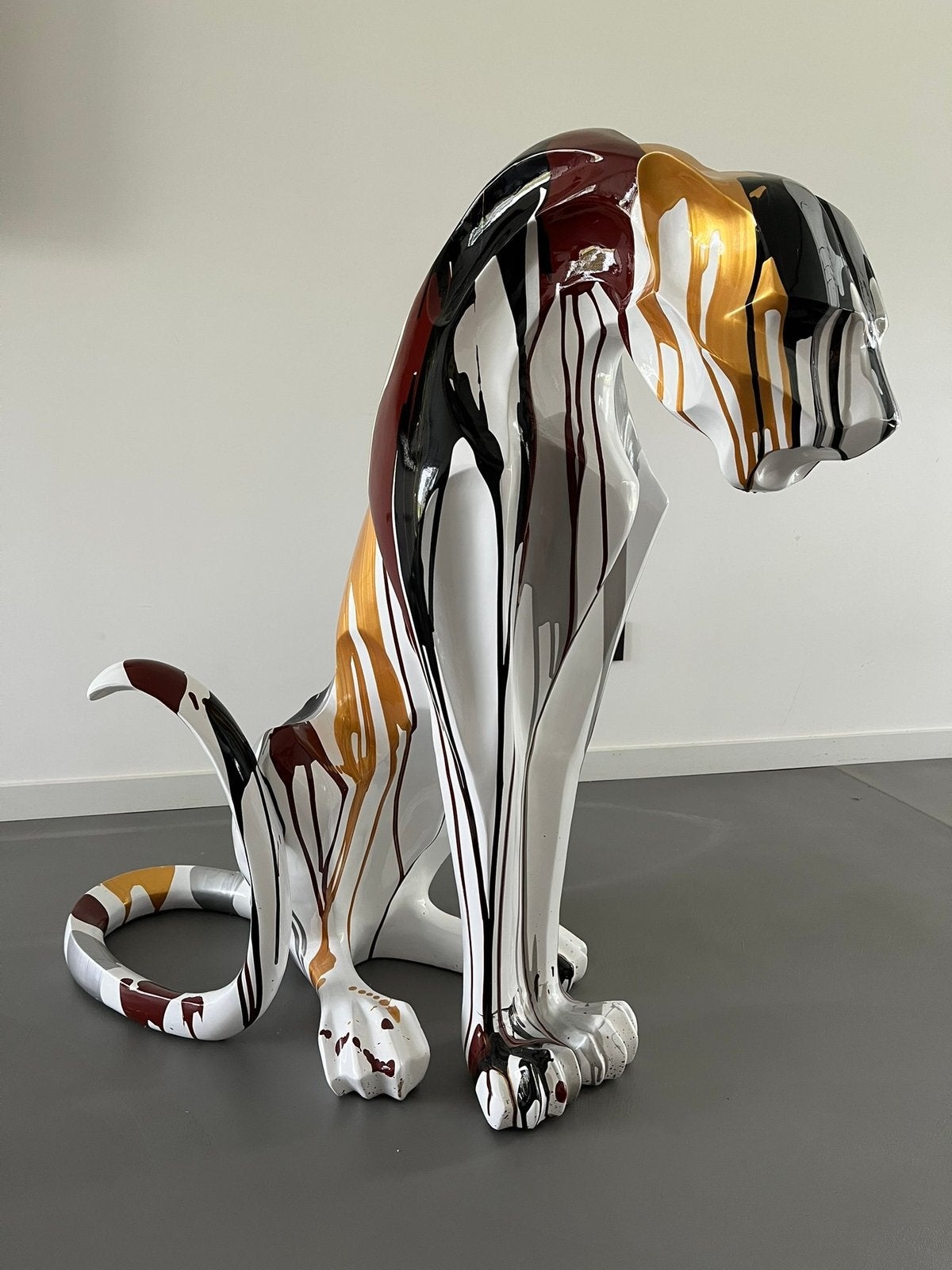 Statue panthère savane 1m, Antiquités & Art, Sculpture, Autres matériaux, 100 cm, Enlèvement