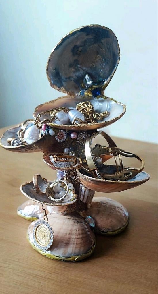 Porte bijoux en coquillage naturel, déco multifonction., Enlèvement ou Envoi, Or