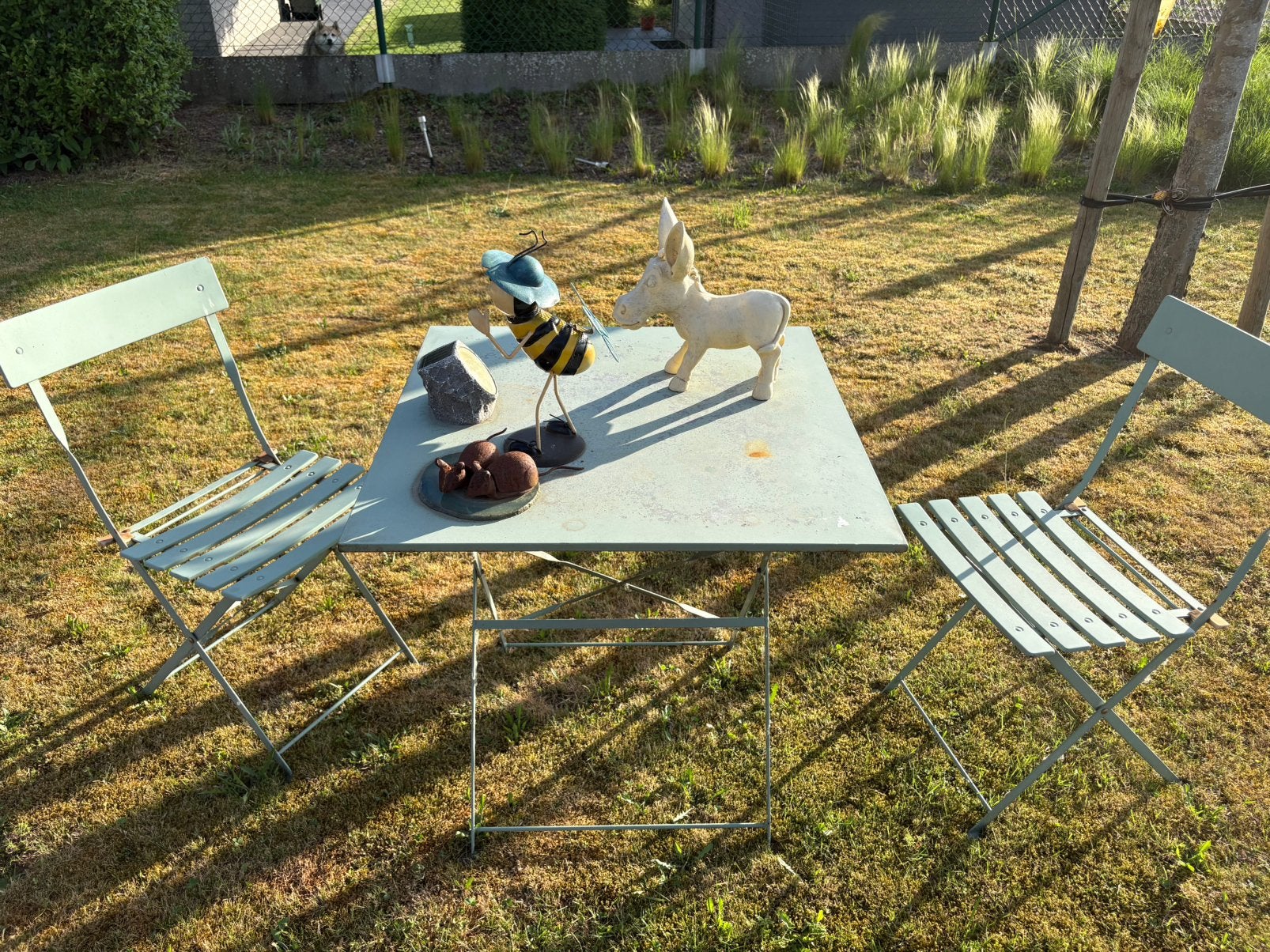 Blauwe tafel met 2 stoelen (gebruikte staat!), Ophalen, Gebruikt