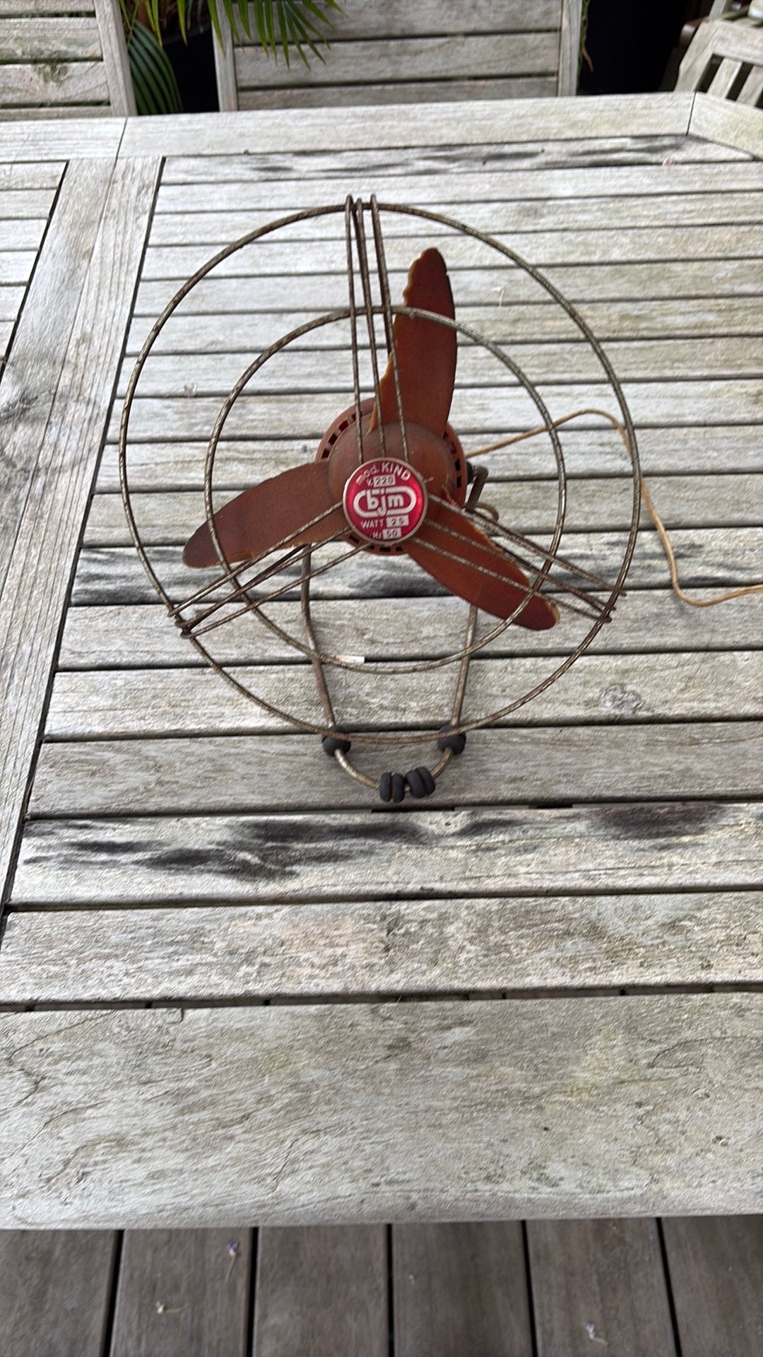 Vintage BJM ventilator model KIND - werkend - jaren 60, Ophalen, Gebruikt, Tafelventilator