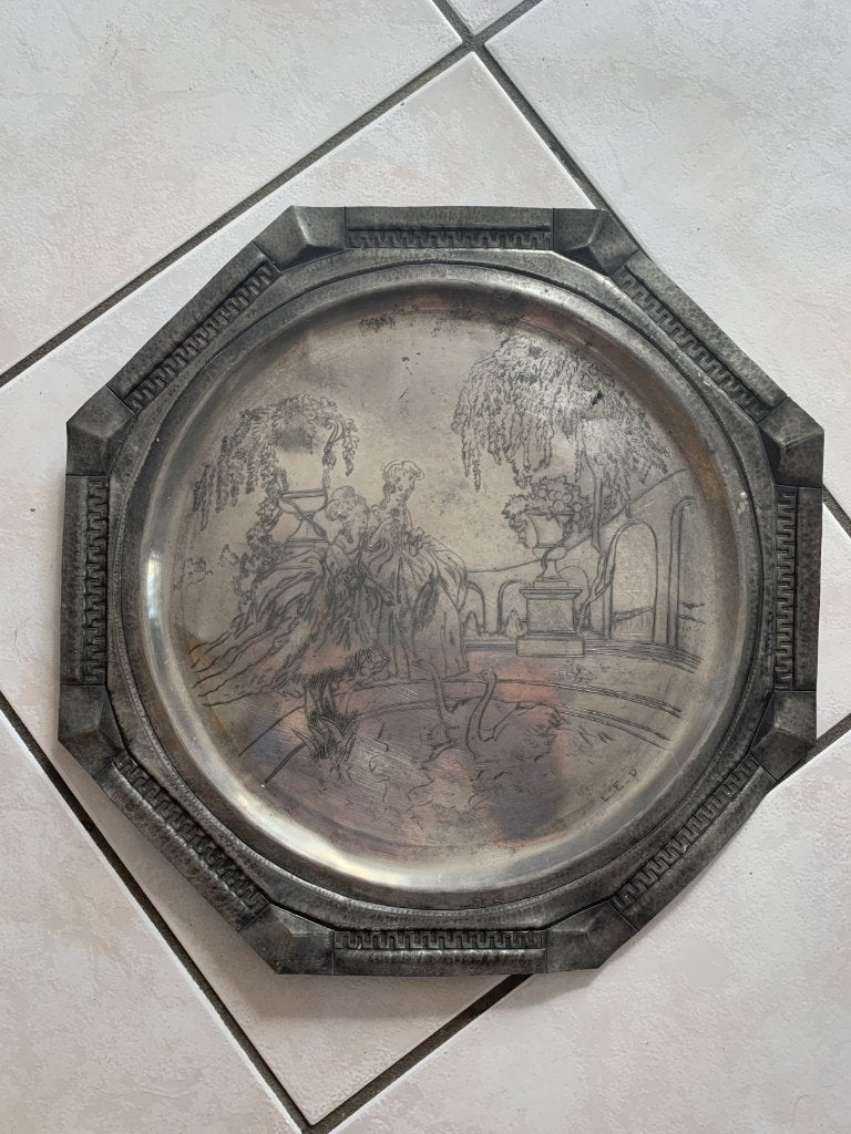 Vintage Art Deko tinnen bord uit de jaren 1900, Verzenden