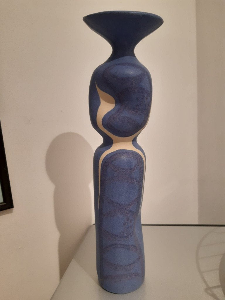 Soliflore design mouvement scandinave 1950/70 - céramique, Enlèvement ou Envoi, Bleu