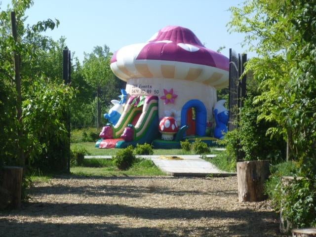 Springkasteel Smurf paddestoel te koop, Enlèvement, Comme neuf
