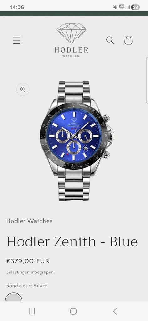 Horloge Hodler Zenith - blue, Enlèvement ou Envoi