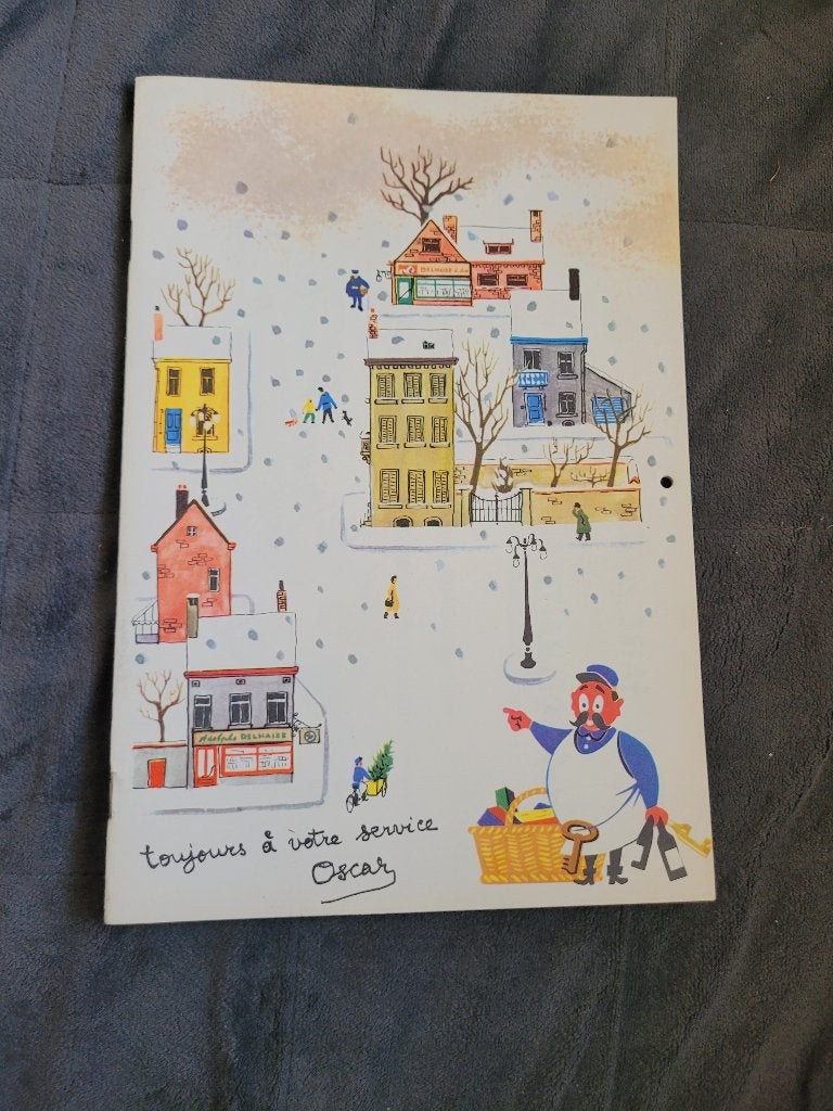 Delhaize Oscar reclamekalender 1957, Ophalen of Verzenden, Zo goed als nieuw, Reclamebord