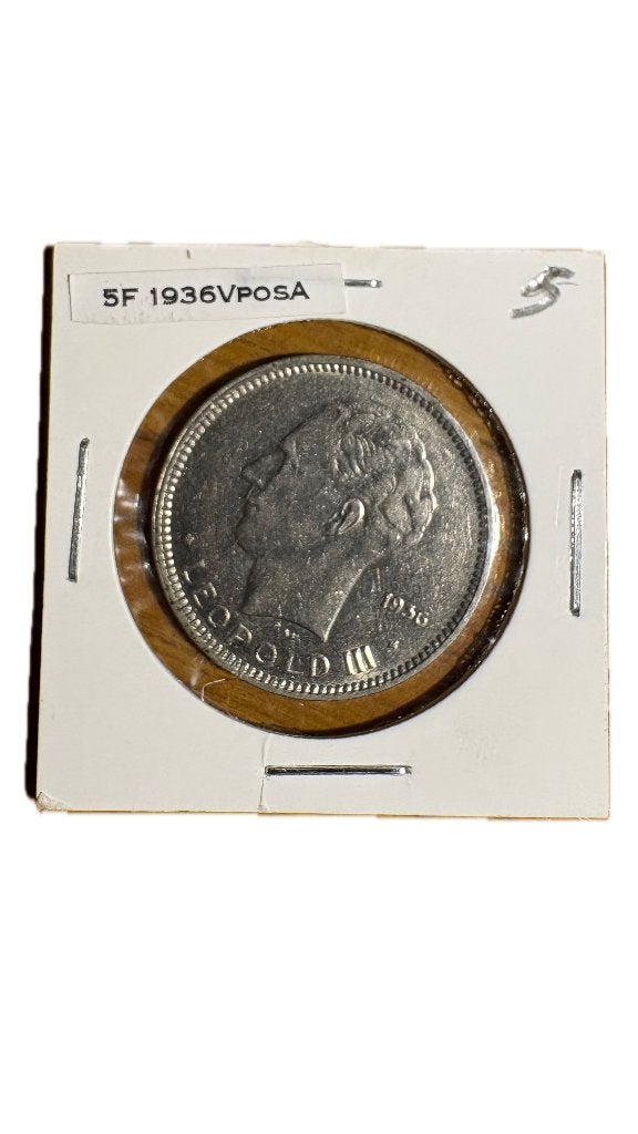 LEOPOLD III: 5 FRANCS 1936V positie A (4), Ophalen of Verzenden
