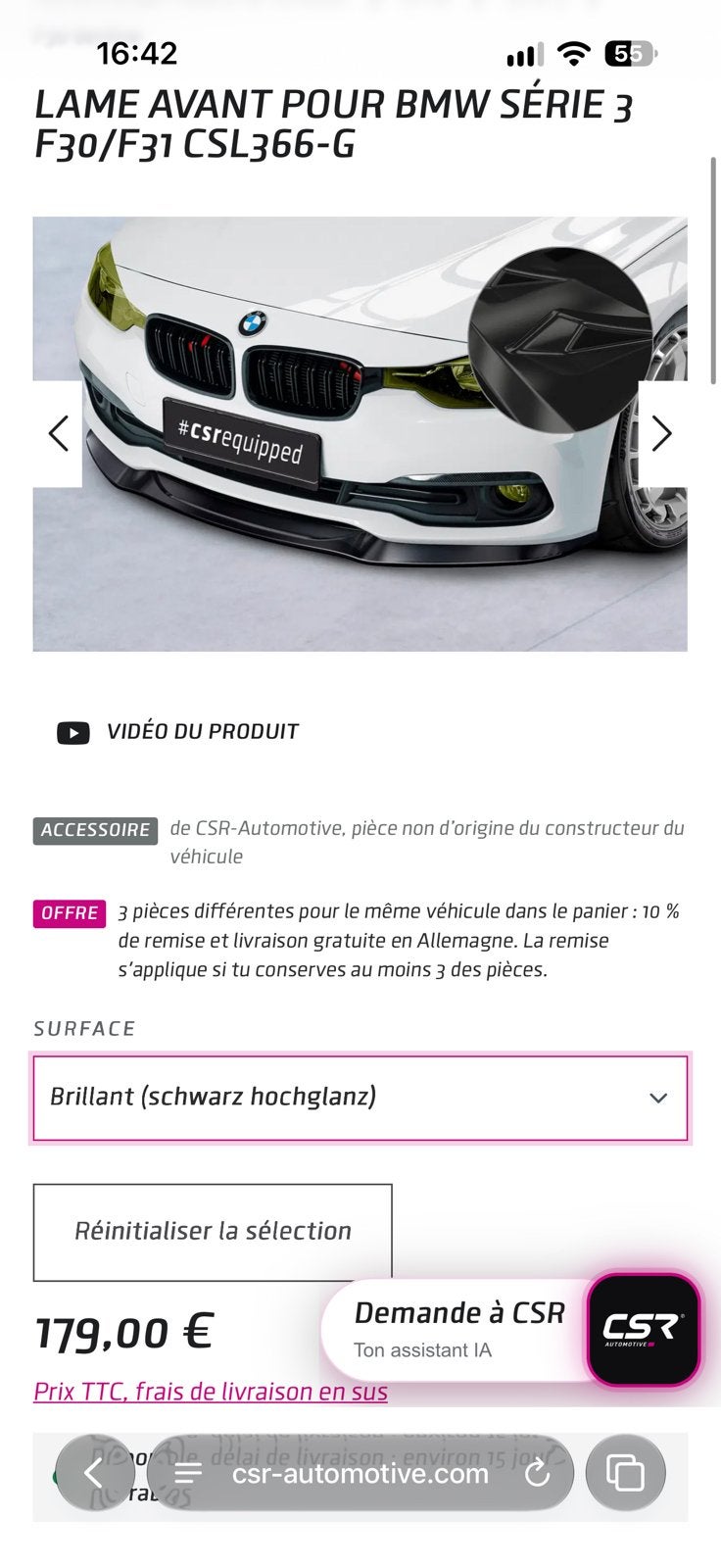 LAME AVANT POUR BMW SÉRIE 3 F30/F31, Auto diversen, Ophalen