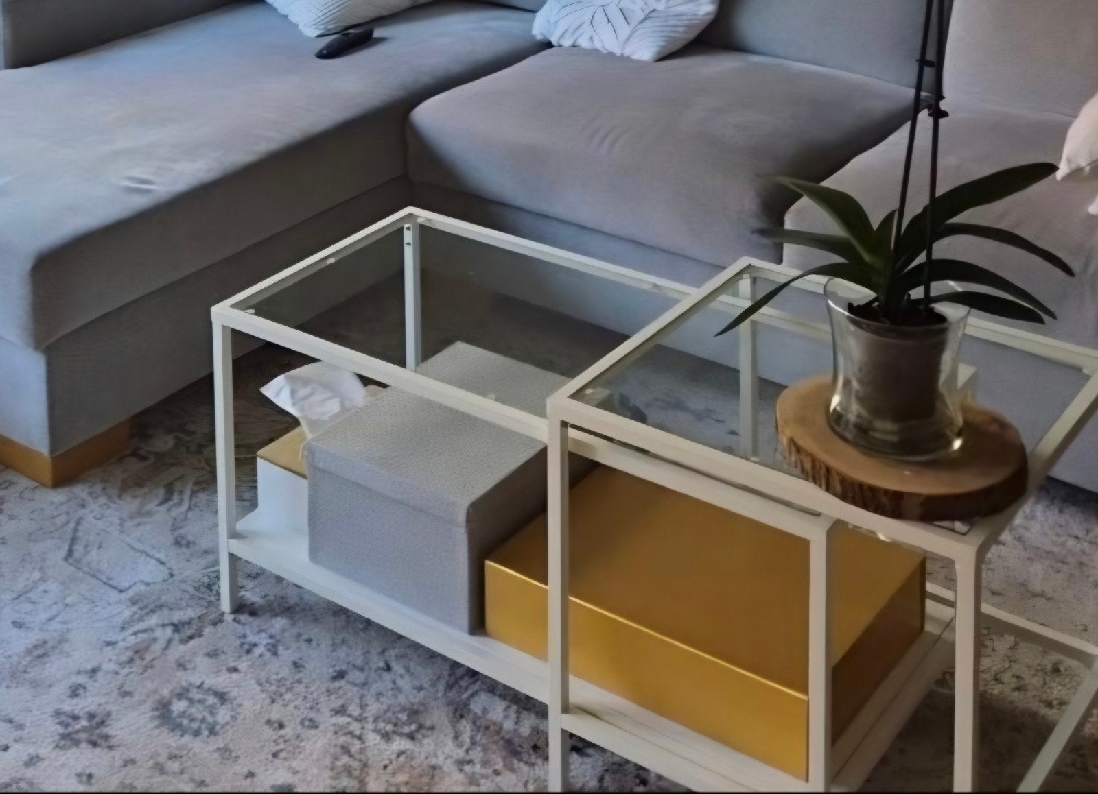 Witte salon- of bijzettafel set, Huis en Inrichting, Ophalen, Gebruikt, 50 tot 100 cm, 50 tot 100 cm