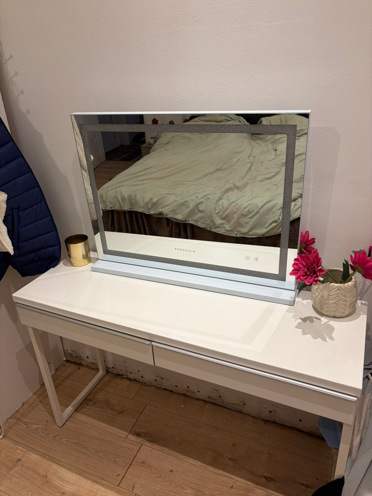 Make-up spiegel met verlichting & Bluetooth + kaptafel, Ophalen, Zo goed als nieuw