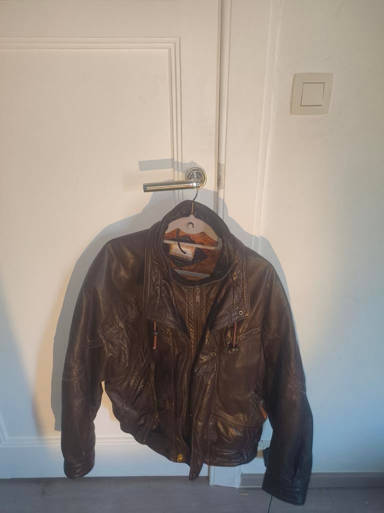 Blouson en cuir noir pour homme taille L - cuir véritable -, Neuf, Andere, Enlèvement ou Envoi, Brun