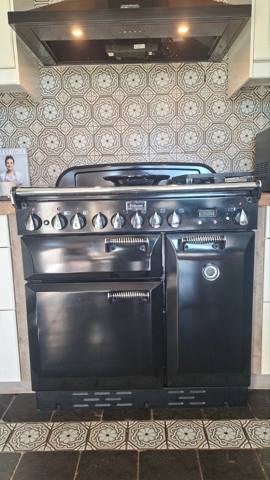 falcon elan gasvuur en oven 90cm met dampkap falcon, Electroménager, Gaz, Comme neuf, 5 zones de cuisson ou plus, 90 à 95 cm