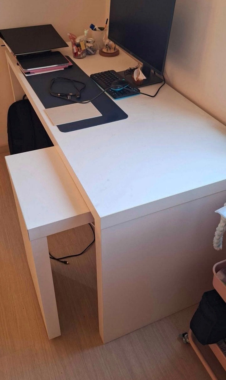 Bureau IKEA MALM avec panneau coulissant - Blanc (151x65 cm), Enlèvement