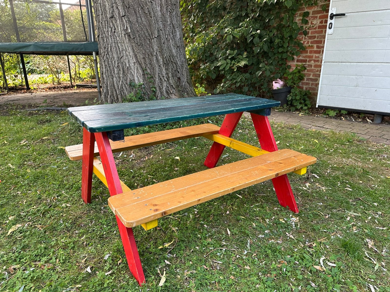 Kleurrijk kinder picknicktafeltje, Jardin & Terrasse, Tables de pique-nique, Enlèvement, Utilisé, Rectangulaire, Bois