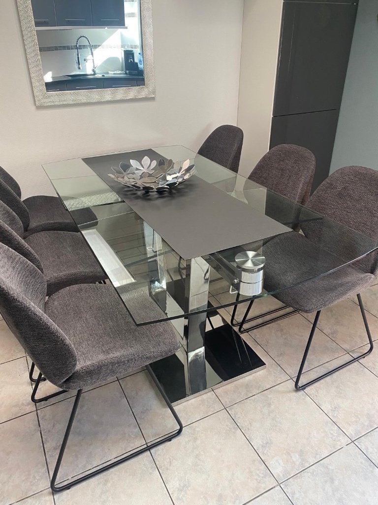 Table en verre extensible, 50 – 75, 150 à 200 cm, Comme neuf, Verre