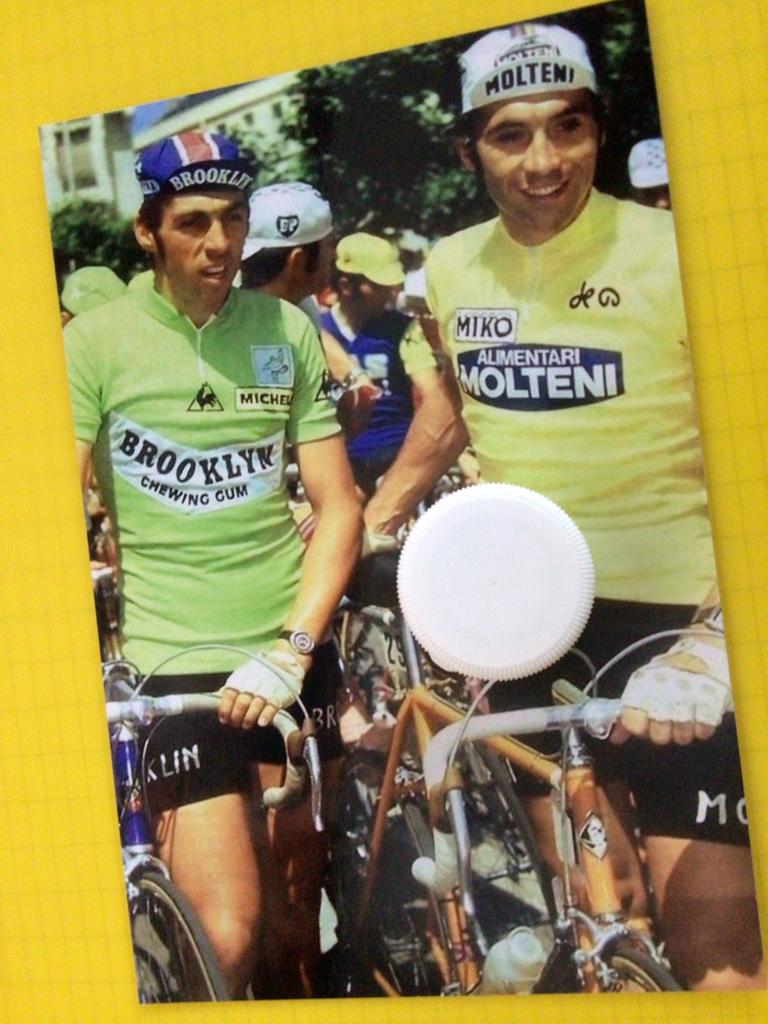 wielerfoto  team molteni  eddy merckx  patrick sercu, Verzenden, Zo goed als nieuw