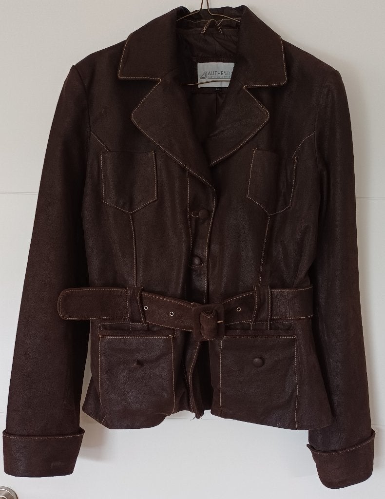 lederen jasje, Vêtements | Femmes, Vestes | Hiver, Enlèvement, Porté, Taille 42/44 (L), Brun