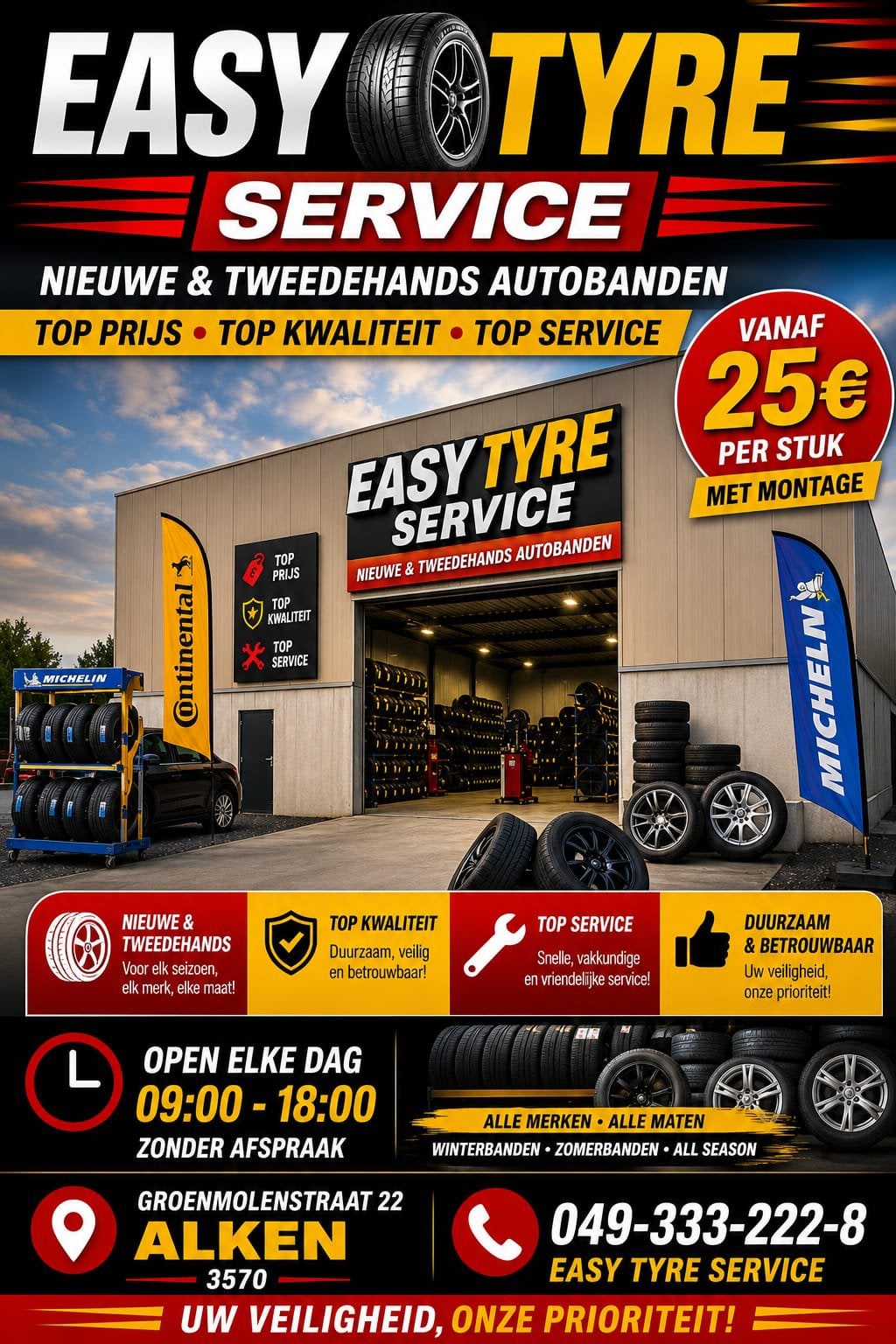 Easy Tyre Service – jouw bandenspecialist in Alken, Ophalen of Verzenden