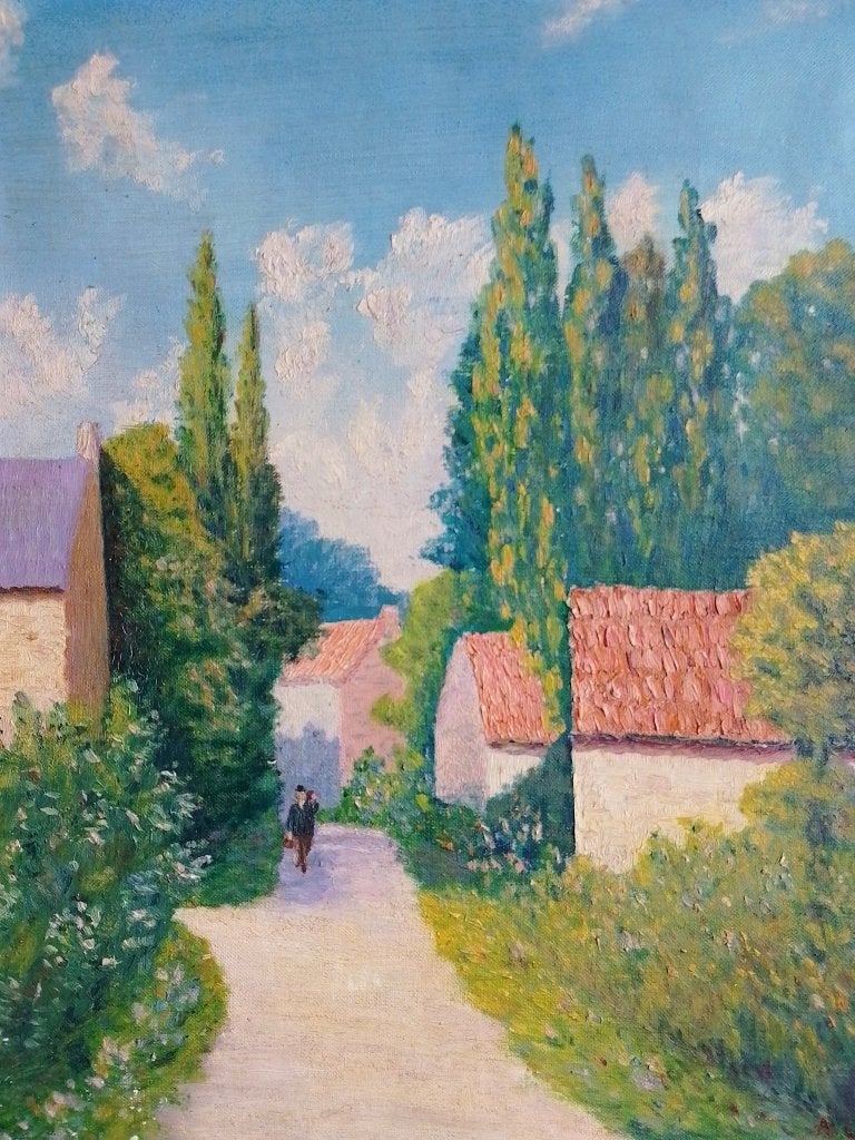 Achille Laugé  1861 - 1944   Rue de Village, Antiquités & Art, Art | Peinture | Classique, Envoi
