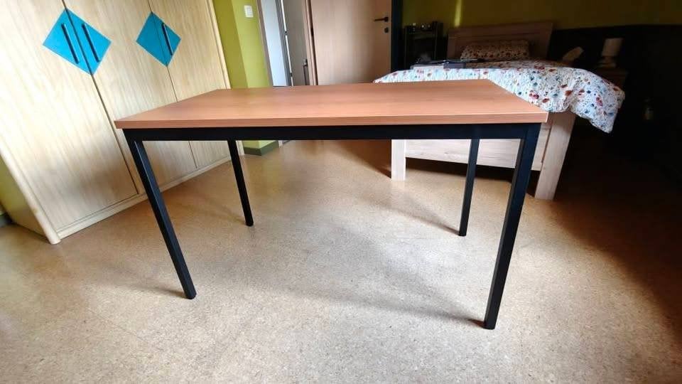 Stevige tafel met houten tafelblad ( 60 cm /120 cm), Ophalen, Gebruikt, Rechthoekig