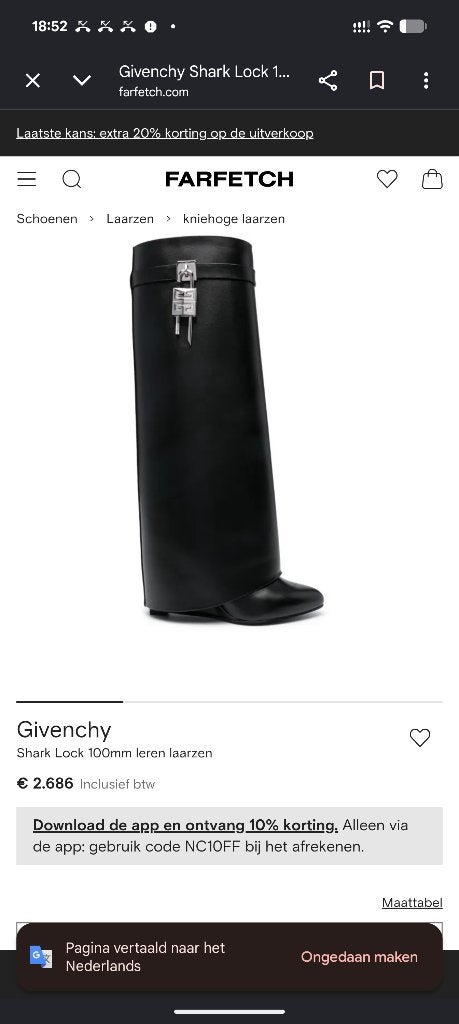 Givenchy sharklock laarzen, Ophalen, Hoge laarzen, Zwart, Zo goed als nieuw