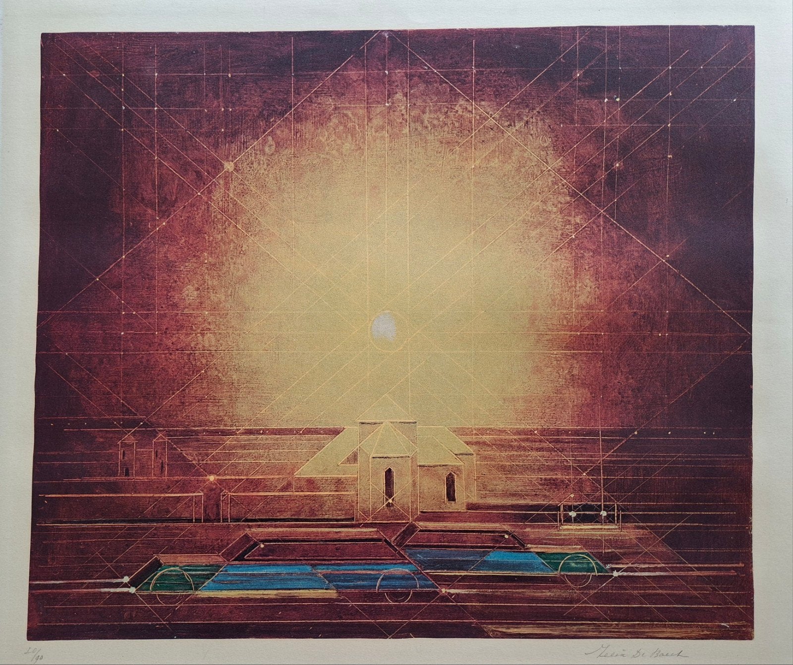 DE BOECK Felix "Nachtlichten" kleurlitho, getekend, Antiek en Kunst, Genummerd, Ophalen of Verzenden