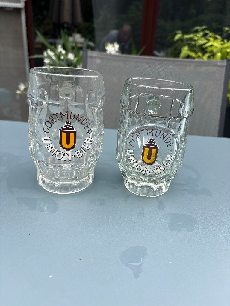 Set van 2 Vintage Dortmunder Union Bier Pullentjes, Verzamelen, Ophalen of Verzenden, Zo goed als nieuw, Glas of Glazen