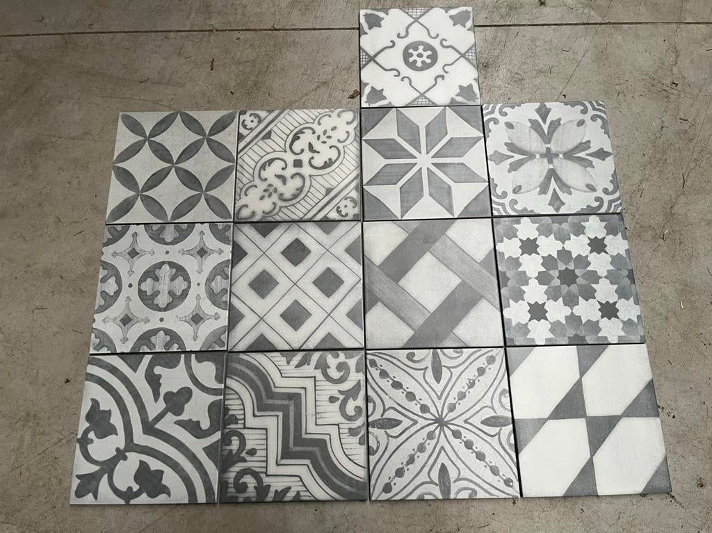 189 m2 Tegels Tradition Grey Mix 25x25, Doe-het-zelf en Bouw, Tegels, Ophalen, Keramiek, Nieuw, 20 tot 40 cm