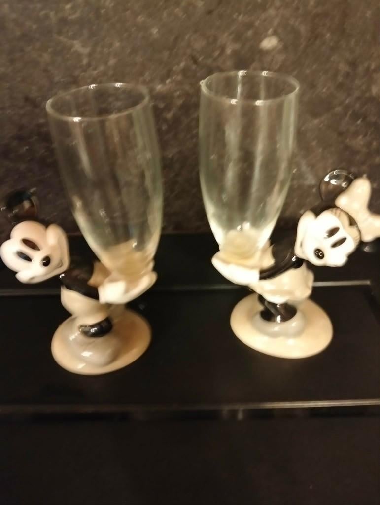 2 glazen van minnie en mickey mouse, Verzamelen, Ophalen, Gebruikt