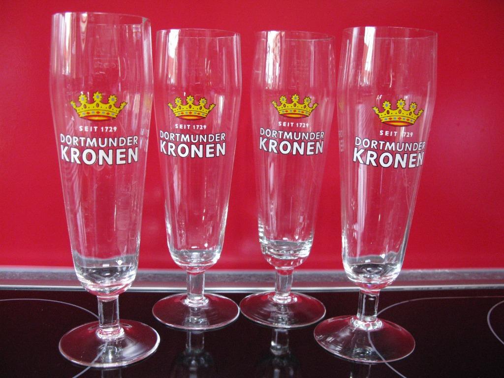 4 oude glazen Dortmunder Kronen, Verzamelen, Biermerken, Ophalen of Verzenden, Nieuw
