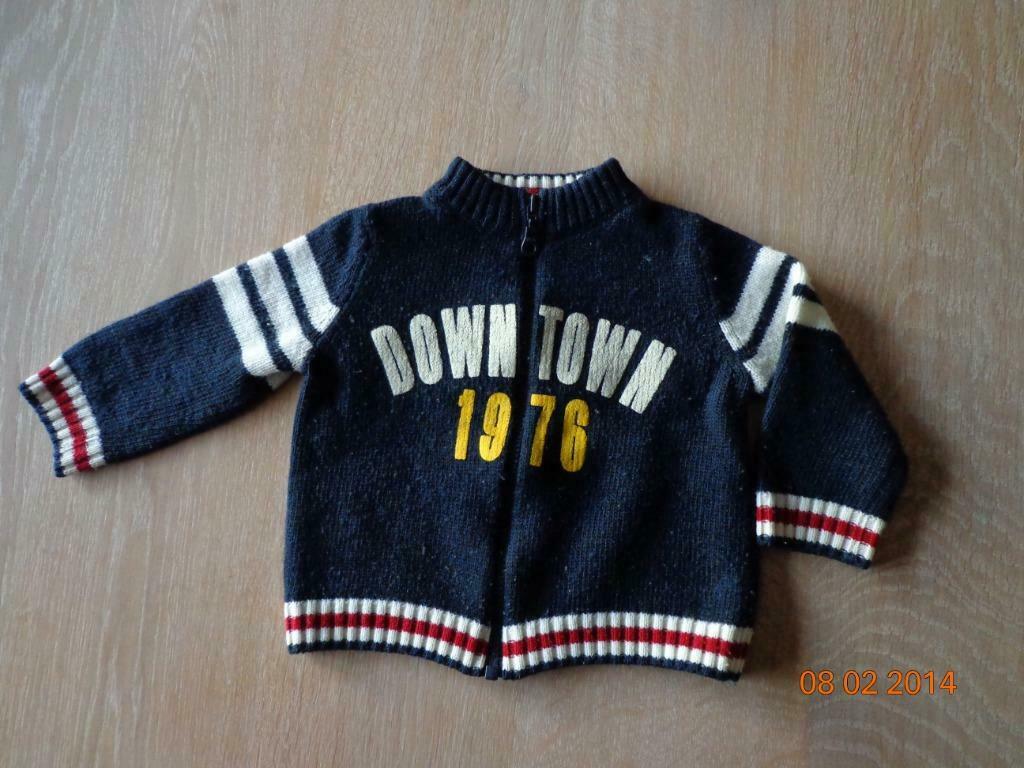 Donkerblauw gebreide cardigan – maatje 82 18 m - 80, Enlèvement ou Envoi, Utilisé, Garçon, Pull ou Veste