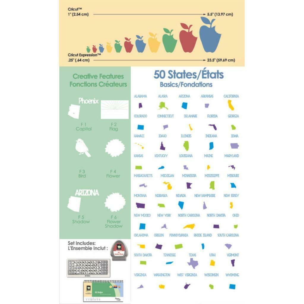 Scrapbooking - cartouche cricut - " 50 states", Hobby & Loisirs créatifs, Scrapbooking, Enlèvement ou Envoi, Neuf, Cartouche, Cricut