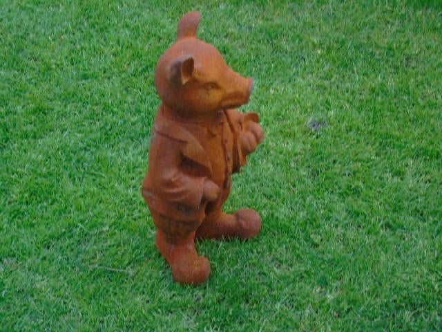 cochon en costume grand modèle en fonte rouillé ..., Jardin & Terrasse, Décoration murale de jardin, Neuf, Enlèvement ou Envoi