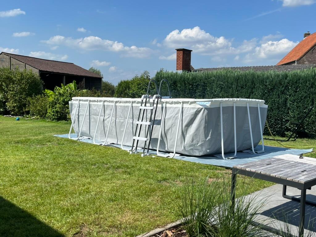 Intex zwembad deluxe - 488x244x107 - incl. 2 solarbollen, Comme neuf, Enlèvement, 80 à 120 cm, Rectangulaire