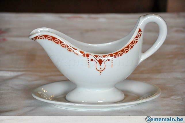 *sauciere monobloc saint ghislain banderole art nouveau, Antiek en Kunst, Antiek | Keramiek en Aardewerk, Ophalen of Verzenden