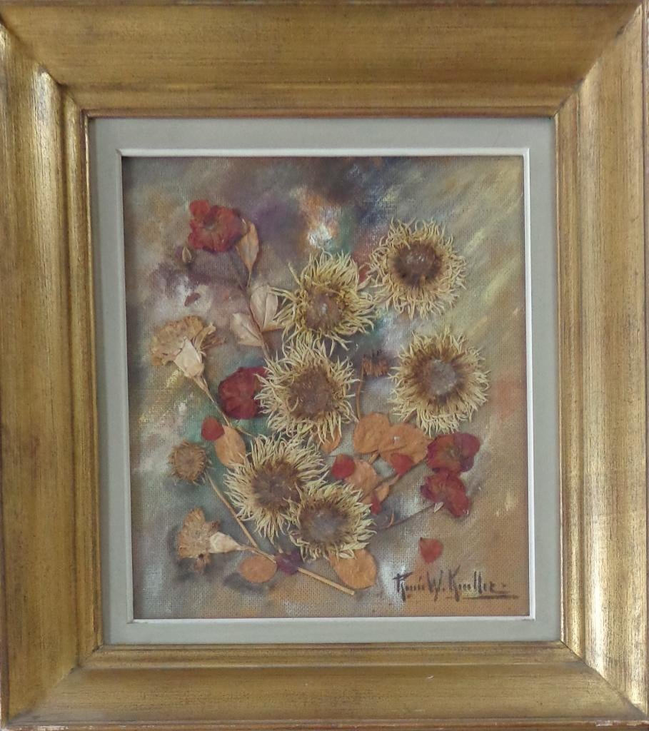RENEE KUELLER / FLORAAL THEMA / COLLAGE / 60x55cm / KADER, Enlèvement ou Envoi