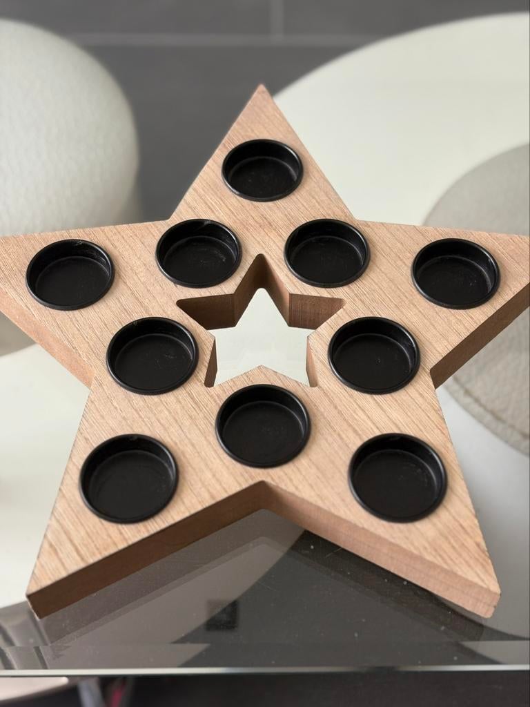 Nouvelle étoile en bois pour bougies chauffe-plat., Noir, Enlèvement, Bois, Chandelier