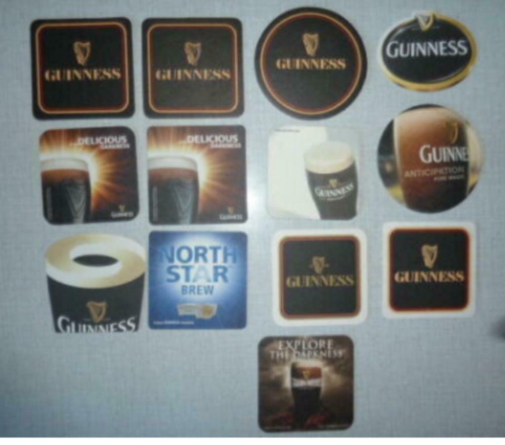 13 verschillende bier viltjes GUINNESS, Collections, Marques de bière, Utilisé, Sous-bock, Autres marques, Enlèvement ou Envoi