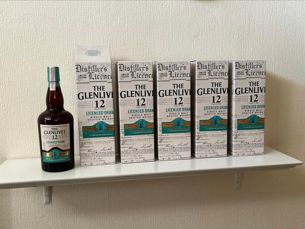5 flessen Glenlivet Licensed Dram, Verzamelen, Wijnen, Nieuw, Ophalen of Verzenden