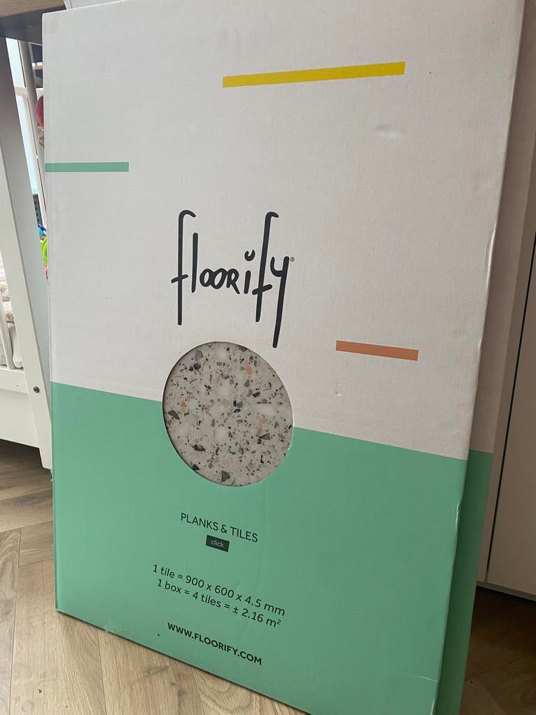Floorify Terrazzo f024 vinyl tegels nieuw, 4,32m2, Ophalen, 60 cm of meer, Nieuw, Minder dan 5 m²