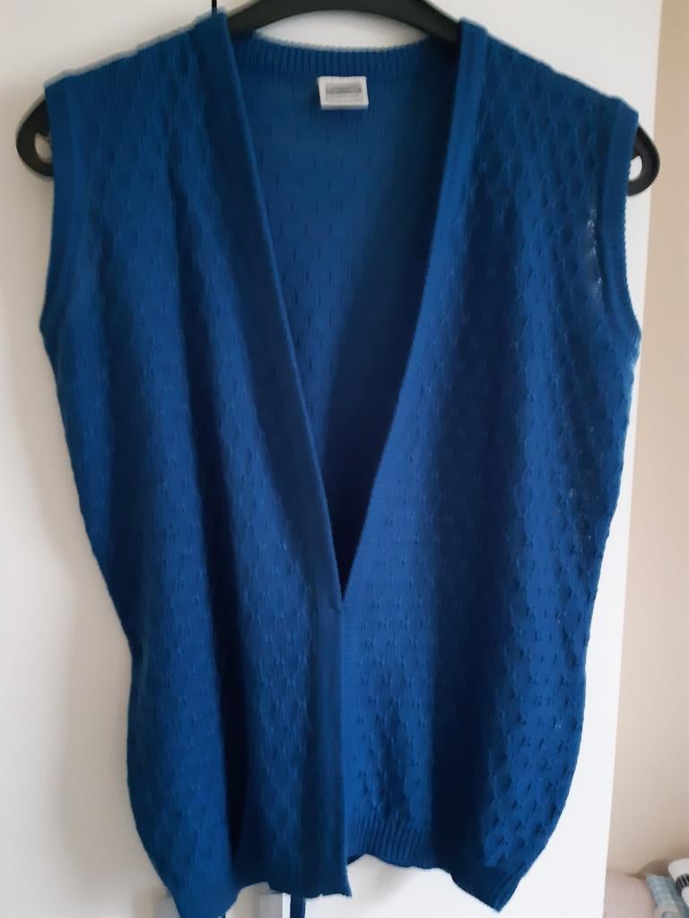 Mouwloos vestje (blauw) maat M 40,42 100% acrylic., Verzenden, Zo goed als nieuw, Maat 42/44 (L), Blauw