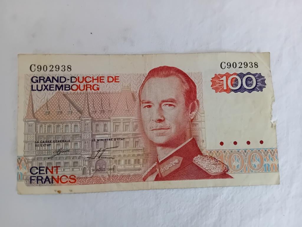 billet 100 francs Grande-Duche De Luxembourg 1980, Enlèvement ou Envoi, Autres pays, Billets en vrac