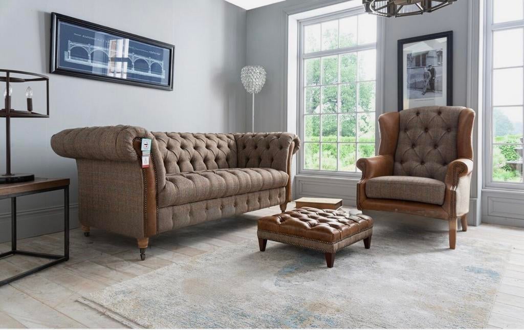 Originele Harris Tweed Chesterfield Collectie fauteuils Stof, Ophalen of Verzenden, Nieuw, Stof
